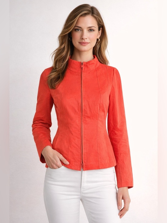 Lafayette 148 New York Jackets & Blazers - Lafayette 148 Orange Zip Front Cotton Blend Jacket